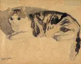 Study of a cat Signed Pencil and grisaille by Gwen John, Pencil and grisaille watercolour on buff paper, sold Jun 2018