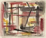 Abstract study Signed Watercolour over by Hannes Loos, Watercolour over pencil and black chalk, sold Jun 2018