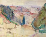 View of Florence by Marcel Jefferys, Watercolour and bodycolour over pencil and crayon, sold Jun 2018