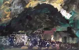 Cottage under the Welsh mountains Signed by John Piper, Watercolour gouache and chalk, offered Jun 2018