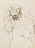 Figure in a great-coat Ink transfer drawing 32.5 x 24cm Provenance: Artist’s studio Gimpel Fils Gallery, London, 29 May 1986, No by Jankel Adler, Ink transfer drawing, sold Jun 2018