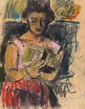 La Lecture Signed Pastel on buff paper 44 by Willy Eisenschitz, Pastel on buff paper, sold Jun 2018