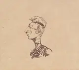 Tête d’homme by Henri de Toulouse-Lautrec, Pen and ink on brown paper, sold Jun 2018