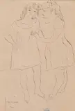 Les jeune filles Pen and ink on buff paper Signed by Jules Pascin, Pen and ink on buff paper, sold Jun 2018