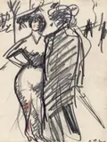 Rencontre by Auguste Chabaud, Pencil heightened with red crayon, sold Jun 2018