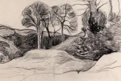 Landscape Brittany c by Robert Bevan, Charcoal, sold Jun 2018