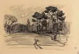 A peasant in a landscape by Robert Bevan, drawing, sold Jun 2018