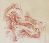 Reclining nude with legs tucked under Signed with initial G and by George J. D. Bruce Pprp, drawing, offered Jun 2018