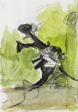 Black Form on Green, c.1970 Pen by Graham Sutherland, Pen, ink and watercolour with pencil, sold Jun 2018