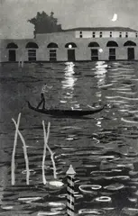 A Gondola in the moonlight with San Giorgio by Patrick Proctor, Aquatint, sold Jun 2018