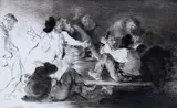 The Tavern, 1936 Signed Etching 23 x 37.5cm Provenance: Presented to A by Edmund Blampied, Etching, sold Jun 2018