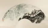 SNOWY LANDSCAPE A Chinese fan painting by Zhu Xiu Li, ink and colour on paper, offered May 2018