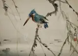 KINGFISHER A Chinese painting by Ou Shao Yan, ink and colour on paper, sold May 2018