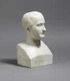 A carved white marble herm portrait bust of Napoleon Bonaparte, titled to the front 'NAPOLEONE' and signed to his right side 'R by Raimondo Trentanove, sculpture, sold Apr 2018