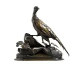 Standing on rocks with leaves by Jules Moigniez, bronze, sold Apr 2018