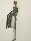 Woman in a Black Cape pencil and watercolour on paper unsigned 45 x 36cm by Dorte Clara Dodo Burgner, pencil and watercolour on paper, sold Mar 2018