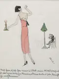 Woman in a Pink Dress watercolour on paper, mounted signed in pencil and annotated 21.5 x 16.5cm by Dorte Clara Dodo Burgner, watercolour on paper, sold Mar 2018