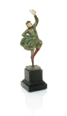 Russian Dancer a bronze and ivory figure on polished black slate base by Ferdinand Preiss, bronze and ivory, sold Mar 2018