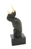 Bird on a perch bronze and ivory on black polished marble base by Marcel Bouraine, bronze and ivory, offered Mar 2018