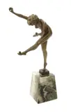 The Juggler patinated bronze on veined polished marble base unsigned, 32.5cm by Claire Jeanne Roberte Colinet, bronze, offered Mar 2018