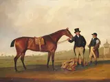John Tomes with a bay racehorse and his jockey by Thomas Weaver, 1823, Oil on canvas, sold Mar 2018