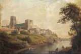 Durham Cathedral from the river Later inscribed and dated 1773 verso by another hand Oil on canvas 42.5 x 58cm; 16¾ x 23in by James Gardner, 1773, Oil on canvas, offered Mar 2018