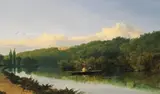 View of Cliveden from the Thames Signed Oil on canvas 41 x 66cm; 16 x 26in Provenance: Richard Green Gallery, London F105 30th June 1969 by Edmund John Niemann, Oil on canvas, sold Mar 2018