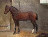 Portrait of a horse in a stable Signed and dated 1880 Oil on canvas 56 x 76cm; 22 x 30in by Frans Hals, 1880, Oil on canvas, offered Mar 2018