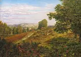 View of Box Hill near Dorking, Surrey Signed and dated 1868 Oil on canvas 37 x 51cm; 14½ x 20in by George William Mote, 1868, Oil on canvas, sold Mar 2018
