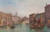The Rialto Bridge, Venice Signed Oil on canvas laid down on board 50 x 75cm; 19½ x 29½in by Alfred Pollentine, Oil on canvas laid down on board, sold Mar 2018