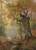 Children fishing by a lake in Burnham Beeches Signed Oil on canvas 61 x 46cm; 24 x 18in by Thomas Tayler Ireland, Oil on canvas, sold Mar 2018