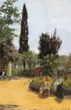 A summer afternoon Signed Oil on canvas laid on panel 26 x 18cm; 10 x 7in by Laura Theresa Alma-Tadema, Oil on canvas laid on panel, sold Mar 2018