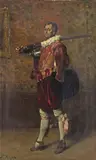 A musketeer in an interior Signed Oil on panel 61 x 37cm; 24 x 14½in by Ferdinand Roybet, Oil on panel, sold Mar 2018