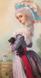 Une élégante au chien Signed and dated 1880 Oil on canvas 78 x 43cm; 30 x 17in by Charles-Édouard Boutibonne, 1880, Oil on canvas, offered Mar 2018