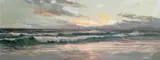 Sunset on the sea Signed Oil on canvas 41 x 102cm; 16 x 40in by Daniel Sherrin, Oil on canvas, sold Mar 2018