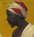 Reading the Koran Signed Oil on panel 29 x 25cm; 11½ x 9¾in Provenance: The Fine Art Society, London, August 1984 No by Charles Knighton Warren, Oil on panel, sold Mar 2018