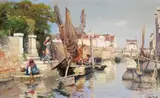 A Venetian Canal scene Signed and dated 1886 Oil on panel 47 x 73cm; 18½ x 28¾in Provenance: M by Henry Woods, 1886, Oil on panel, sold Mar 2018