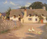 Sunny Morn, Bossington Signed Oil on canvas 51 x 61cm; 20 x 24in by Frederick Hall, Oil on canvas, sold Mar 2018
