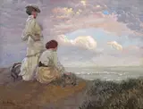 Gazing out to sea Signed and dated by Hans Hammer, 1907, Oil on canvas, sold Mar 2018