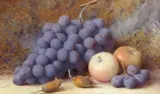 Still life of Grapes, cob-nuts and apples on a forest floor Signed Watercolour 17 x 27.5cm; 6¾ x 11in by Frederick R. Spencer, Watercolour, sold Mar 2018