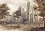 A view of York Minster Signed with initials, inscribed York and dated 1890 Watercolour over pencil heightened with silver paint 19 x 27cm; 7½ x 10½in by W. W. B., 1890, Watercolour over pencil heightened with silver paint, sold Mar 2018