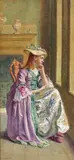 A contemplative moment Signed Watercolour 19.5 x 9cm; 7 x 3½in by John Phillipp Emslie, Watercolour, sold Mar 2018