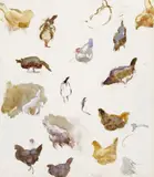 Studies of chickens Watercolour 16.5 x 14cm; 6½ x 5½in by Helen Allingham, Watercolour, sold Mar 2018
