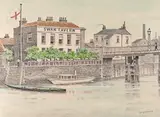 Swan Tavern by the Old Bridge and Toll House, Battersea Watercolour 35 x 48cm; 13¾ x 19in by Walter Greaves, Watercolour, sold Mar 2018