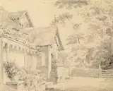 Entrance to a house Signed and dated 1830 Pencil and grey washes 19 x 24cm; 7½ x 9½in Provenance: Newall Collection by John Scarlett Davis, 1830, Pencil and grey washes, sold Mar 2018
