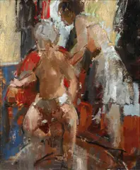 Ballerinas - before the performance by Thomas John Coates, oil on canvas, sold Oct 2014