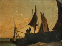 Hastings, Fishing by Bertram Nicholls, oil on canvas, sold Oct 2014