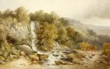 Picking berries by the River Falls by Charles M. McArthur, watercolour and bodycolour, sold Oct 2014