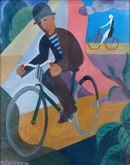 Cyclists by Aurel Richter, gouache, sold Sep 2014