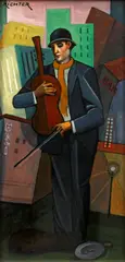 The Musician by Aurel Richter, oil on board, sold Sep 2014